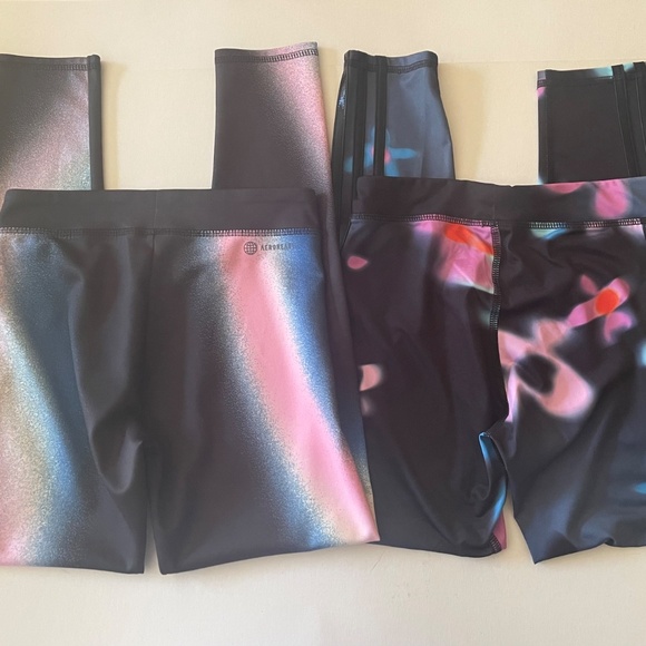 Girls ADIDAS leggings 2 PAIR LOT Aeroready Girls M 10-12 - Picture 3 of 16